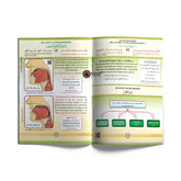 Open boek met anatomische diagrammen en Arabische tekst voor Quran dient tajwid boek